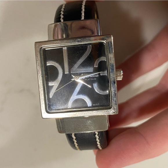 Geneva Platinum - Sterling Silver and Black Watch, like new! - Picture 2 of 8